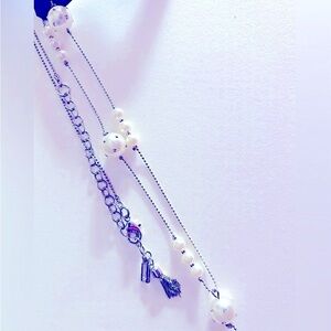 Vera Wang necklace NWT Crystal-encrusted pearls Simply Vera  30” chain 6” tassel